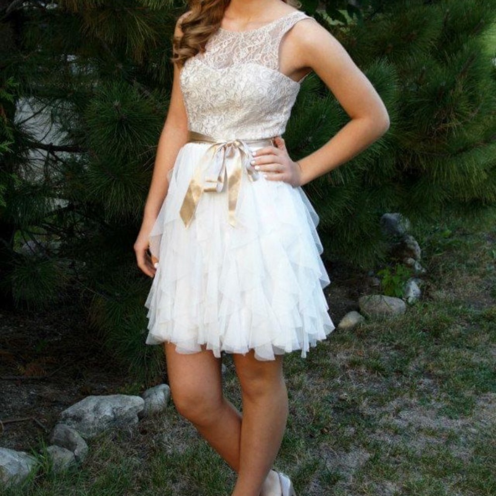 Lace Dress, beige and white